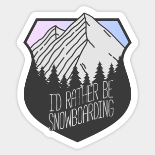 I'd Rather Be Snowboarding Mountain Crest Sunset Sticker